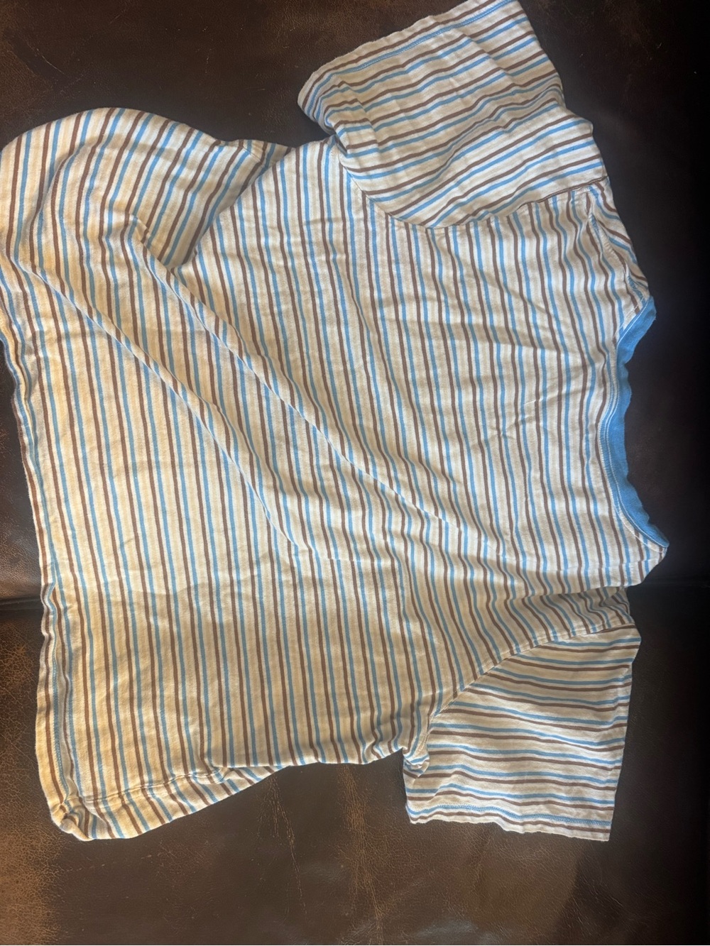 aerie Blue, White, and Tan Striped Short Sleeve Tee